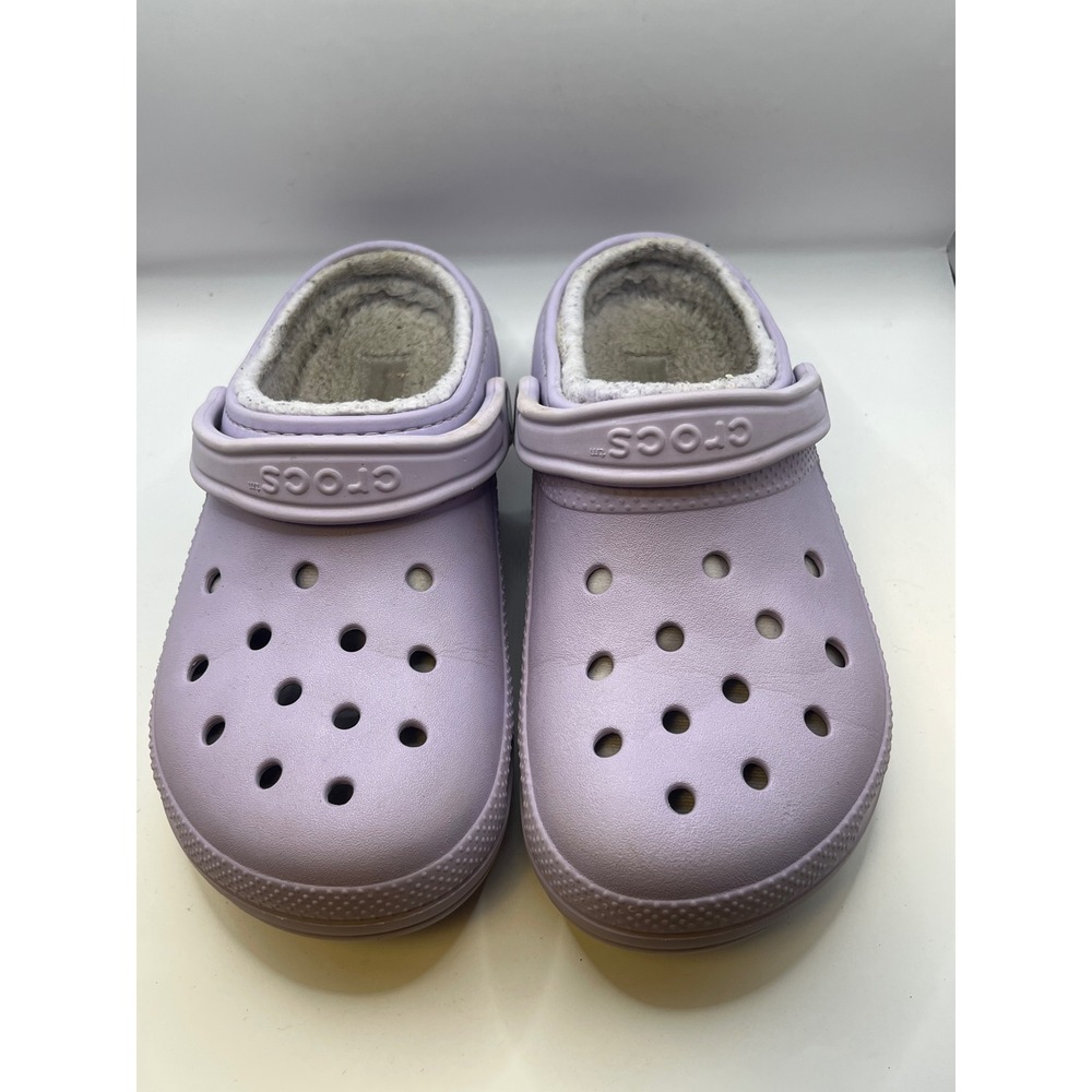 Crocs Classic Lined Clog Lavender Faux Fur Comfort Slip On Shoes Womens M8 W10‎